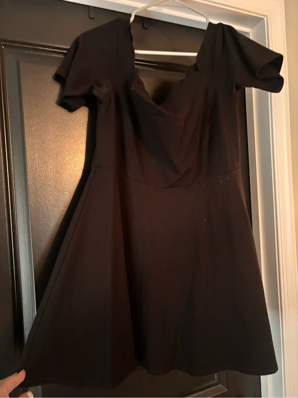nine britton Black Fit & Flare Short-Sleeve Dress